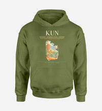 Thumbnail for Kaunas International Airport (KUN) design on green army hoodie single-side print