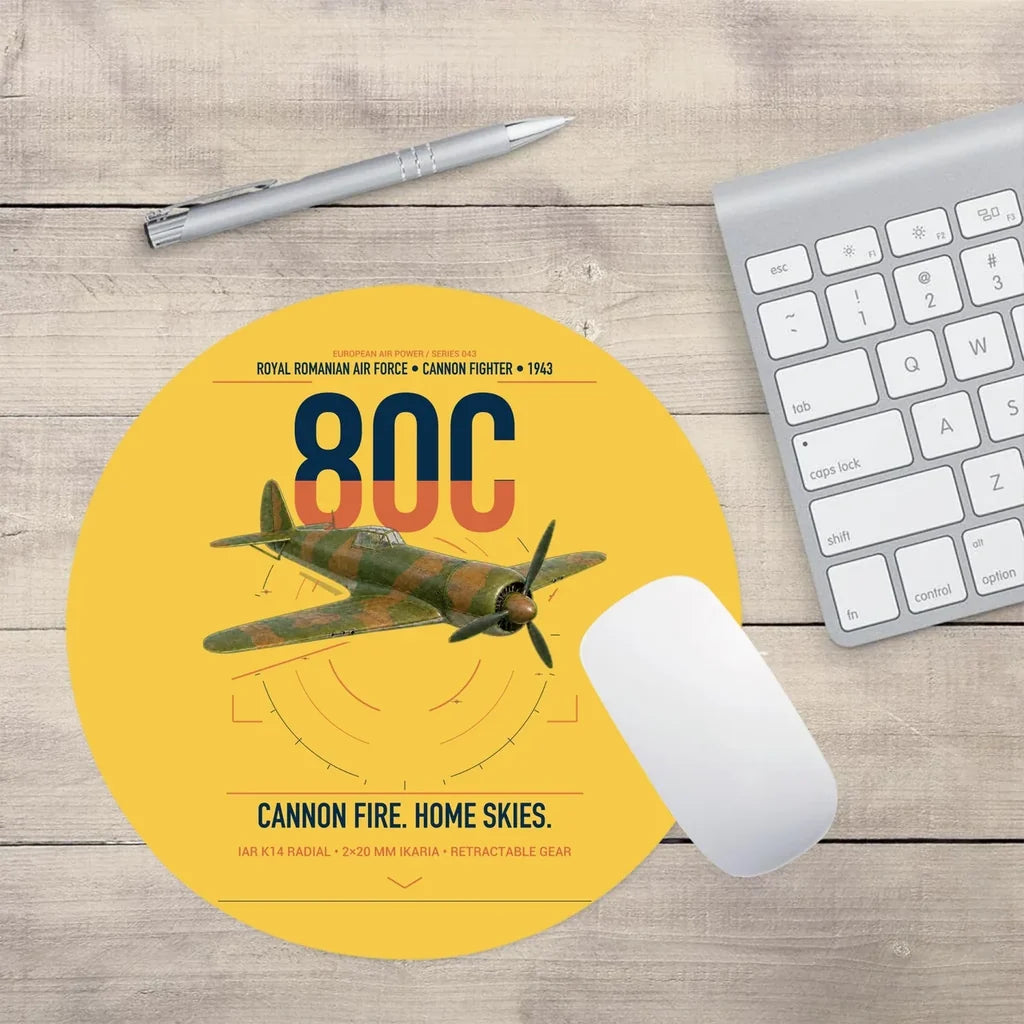 IAR 80C design on yellow round mouse pad