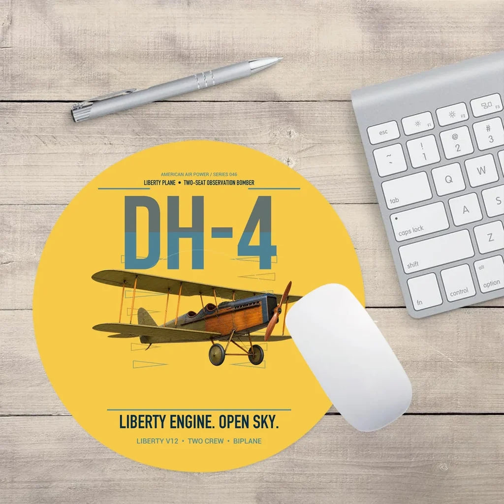 Airco DH-4 Liberty Plane design on yellow round mouse pad