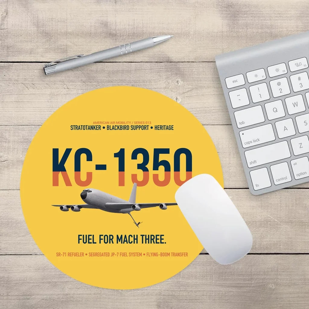 KC-135Q Blackbird Tanker design on yellow round mouse pad