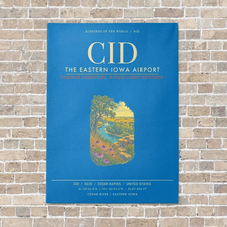 The Eastern Iowa Airport CID - Canvas Framed - Turquoise