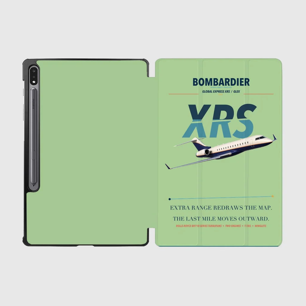 Bombardier Global Express XRS design on light green samsung tablet tablet case