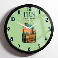 Thumbnail for Turin Airport (TRN) design on light green framed wall clock