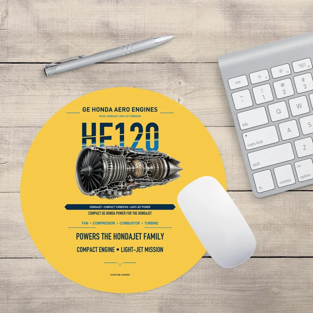 HF120 design on yellow round mouse pad