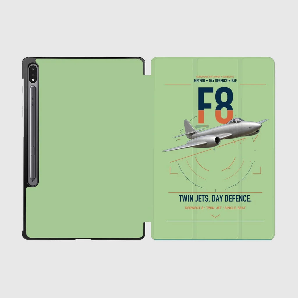 Gloster Meteor F8 design on light green samsung tablet tablet case