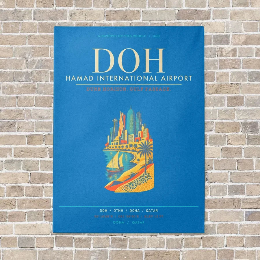 Hamad International Airport Doha DOH - Canvas Framed - Turquoise