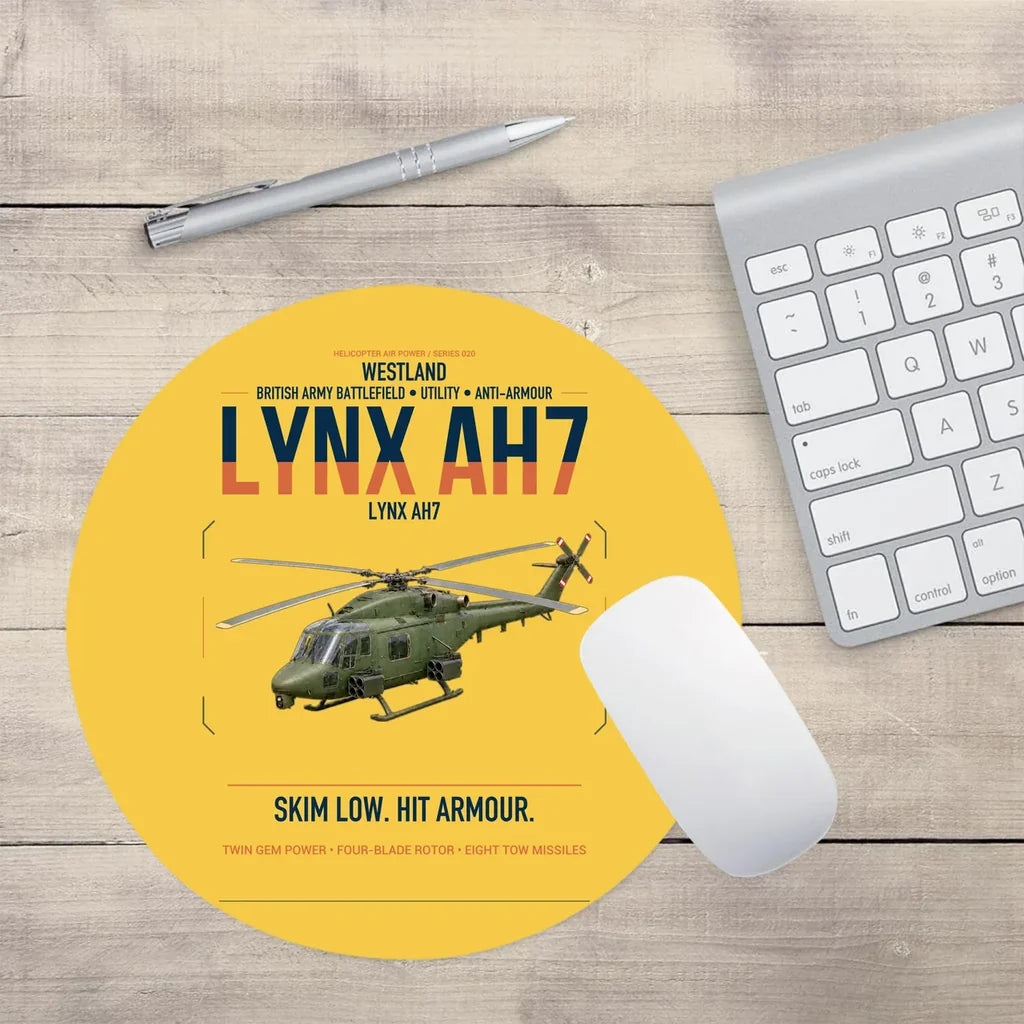 Westland Lynx AH7 design on yellow round mouse pad