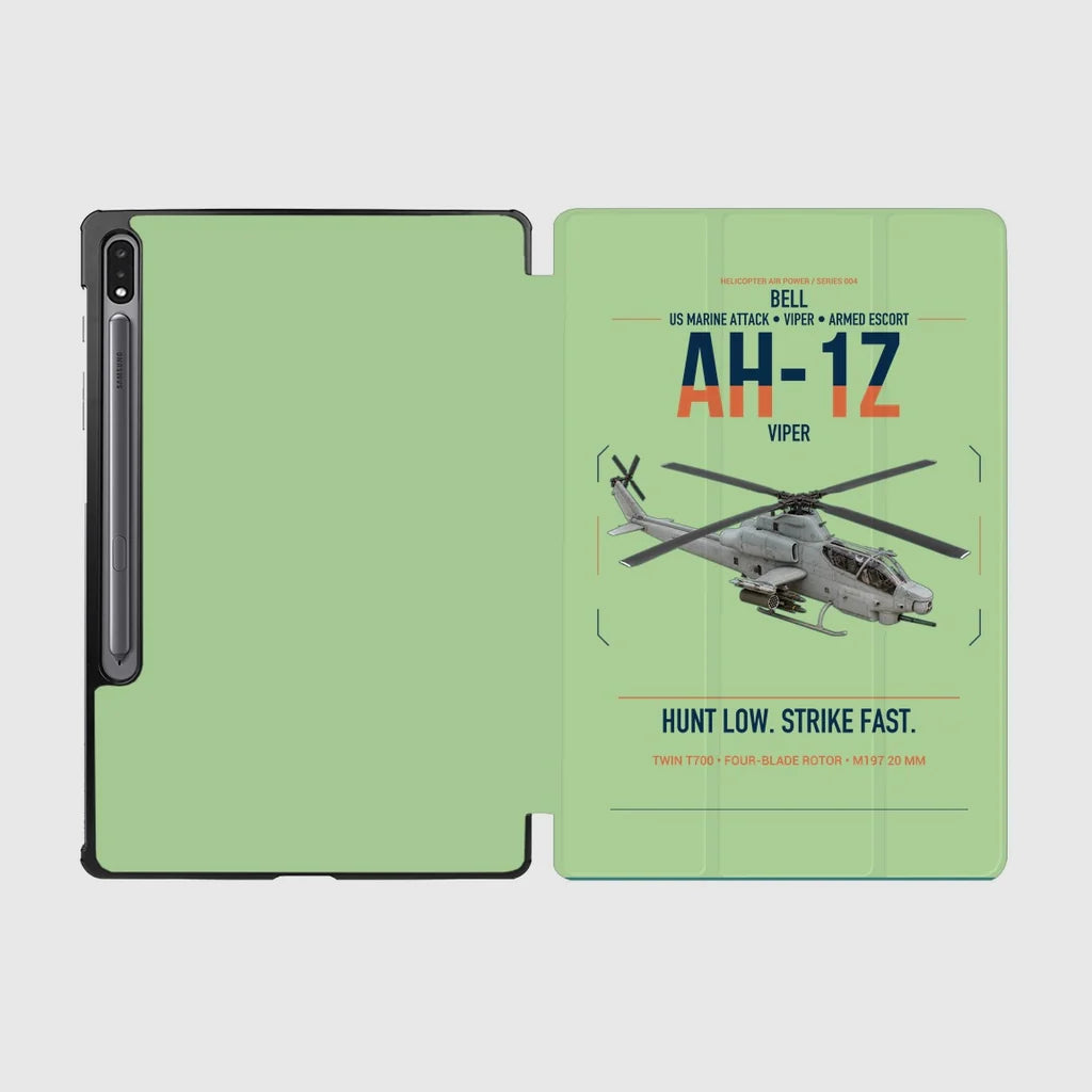 Bell AH-1Z Viper design on light green samsung tablet tablet case