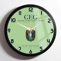 Thumbnail for Spokane International Airport (GEG) design on light green framed wall clock