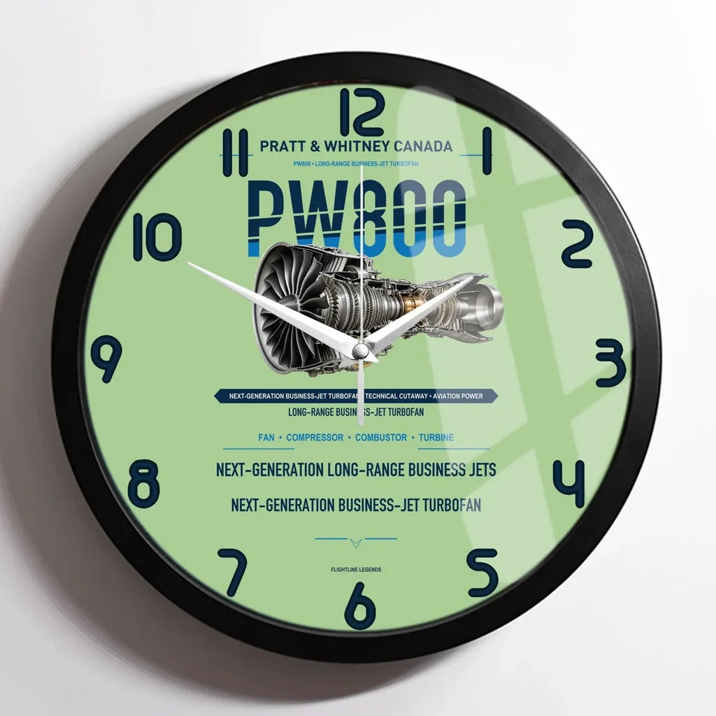 PW800 design on light green framed wall clock