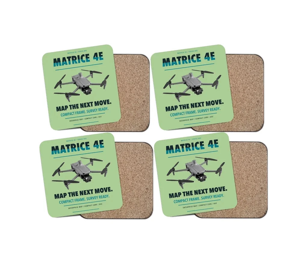 DJI Matrice 4E design on light green 4 pieces set coaster
