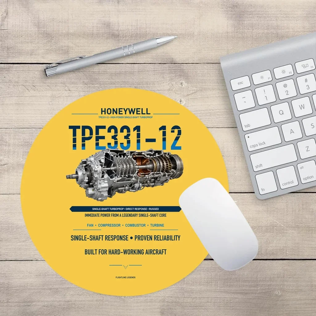 TPE331-12 design on yellow round mouse pad