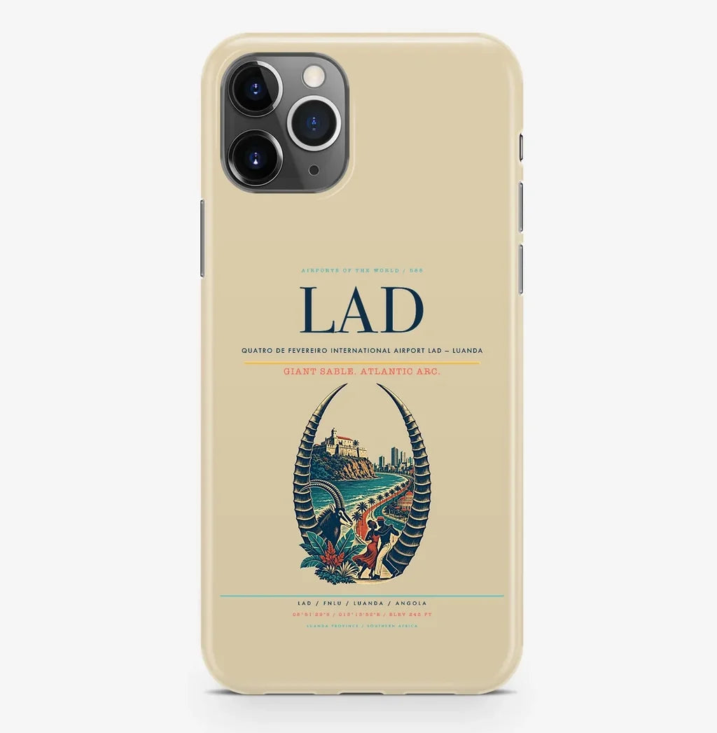 Luanda Airport (LAD) design on beige iPhone 16 Pro MagSafe case