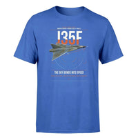 Thumbnail for Saab J 35F Draken design on blue t-shirt, single-side print