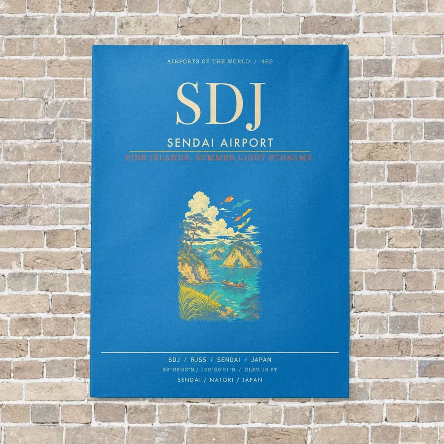 Sendai Airport SDJ - Canvas Framed - Turquoise