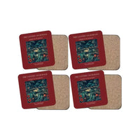 Thumbnail for The Lantern Anchorage - Designed Coasters design on dark red 4-pieces-set