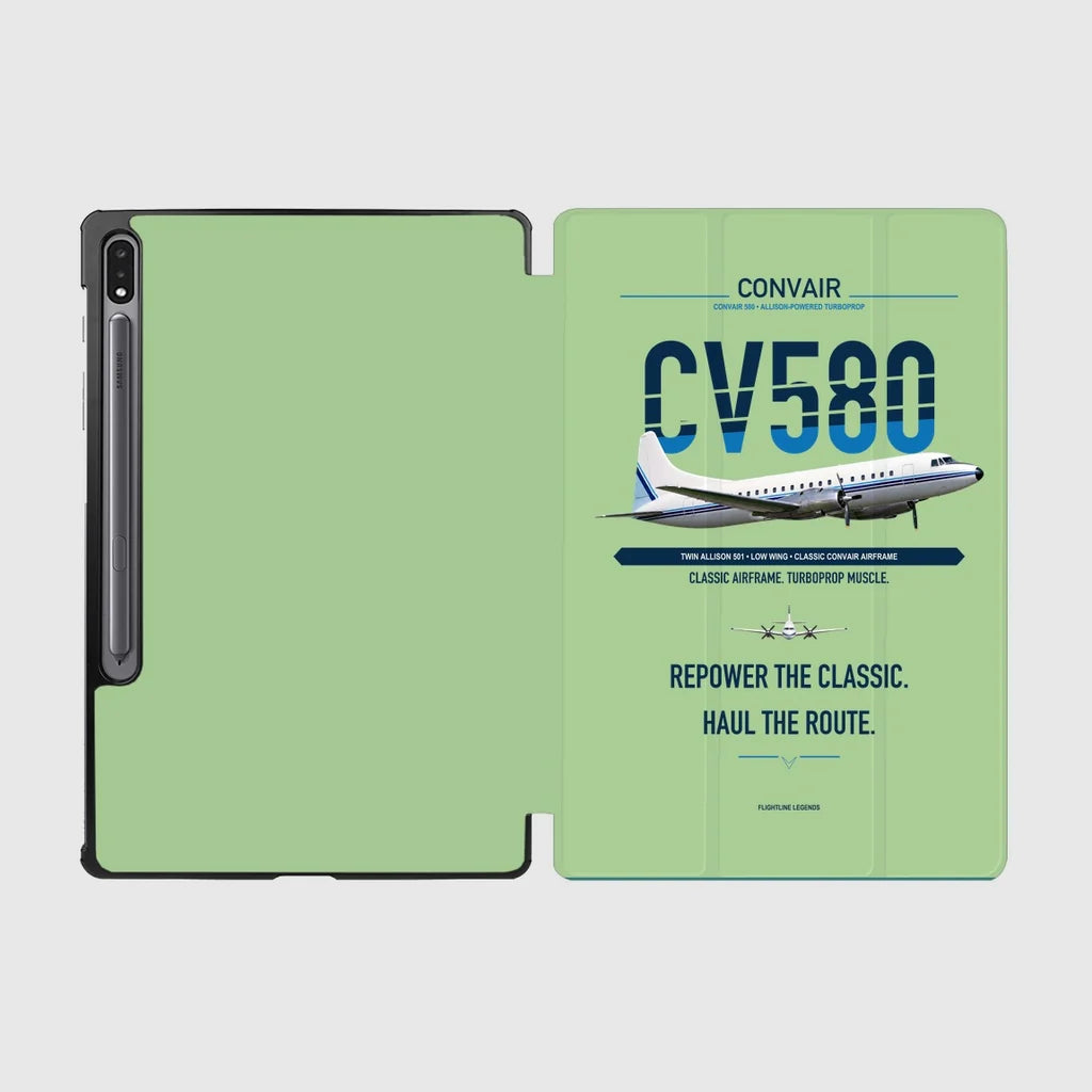 Convair 580 design on light green samsung tablet tablet case
