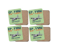 Thumbnail for EC-130H Compass Call design on light green 4 pieces set coaster