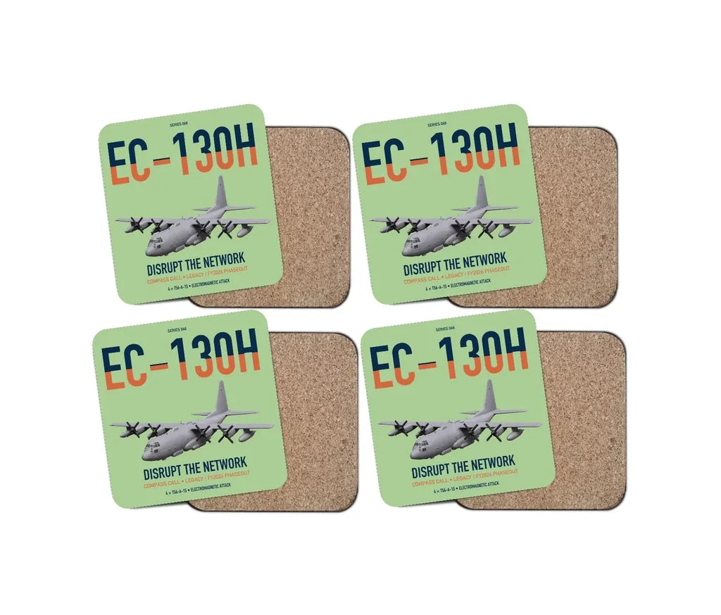 EC-130H Compass Call design on light green 4 pieces set coaster