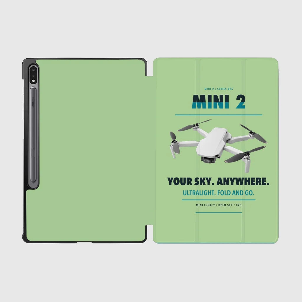 DJI Mini 2 design on light green samsung tablet tablet case