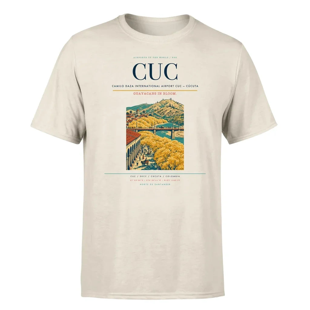 Camilo Daza International Airport (CUC) T-Shirt single-side front print in Beige | camilo-daza-international-airport-cuc-double-side-t-shirt