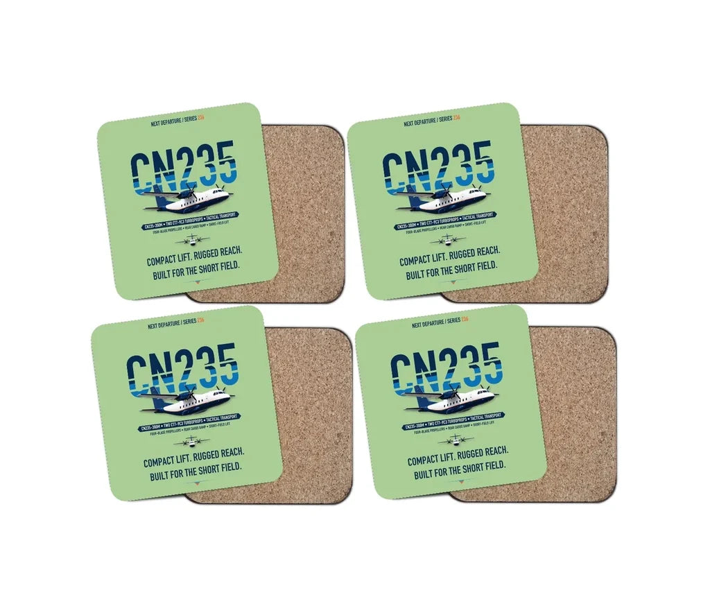 Airbus CN235-300M design on light green 4 pieces set coaster