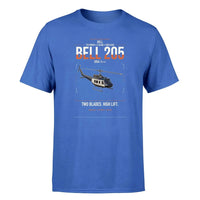 Thumbnail for Bell 205A-1++ design on blue t-shirt, single-side print