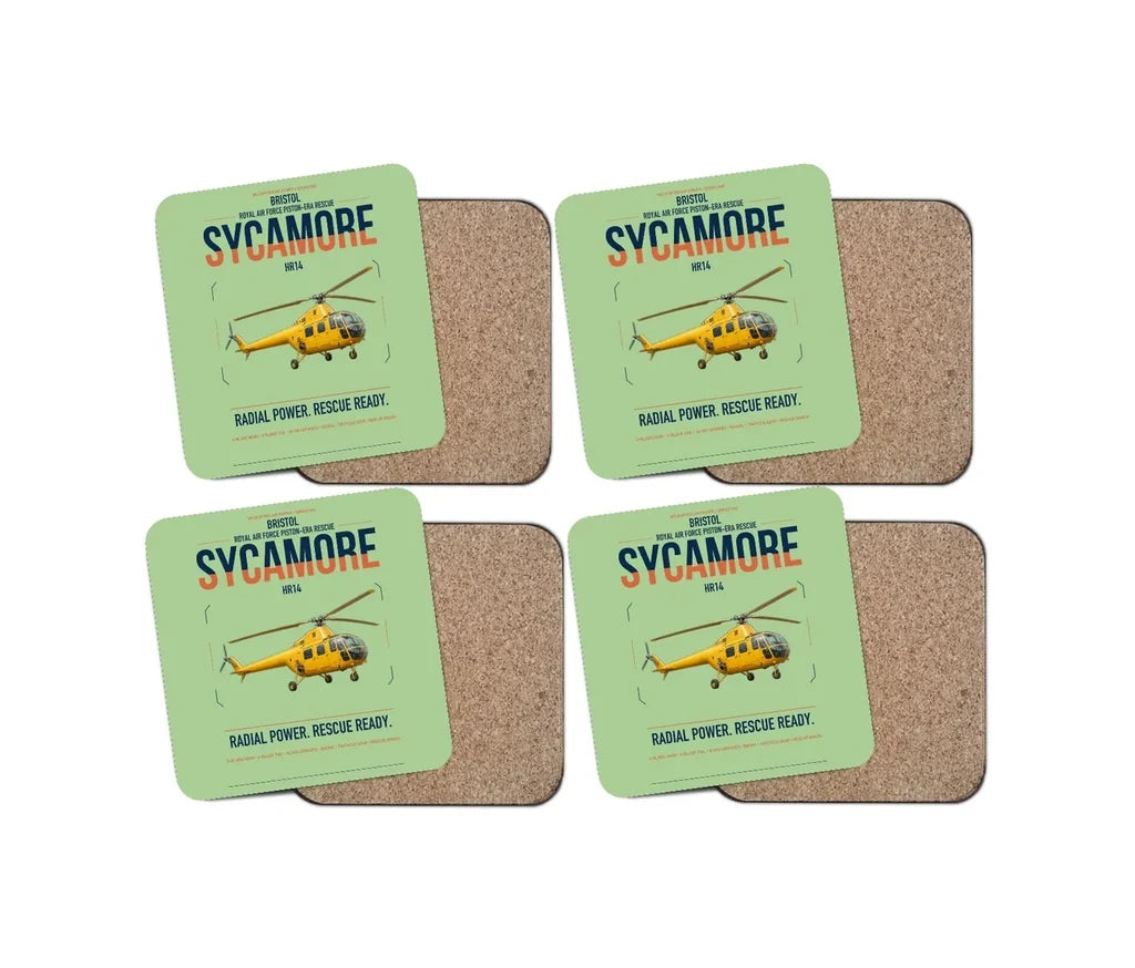 Bristol Sycamore HR14 design on light green 4 pieces set coaster