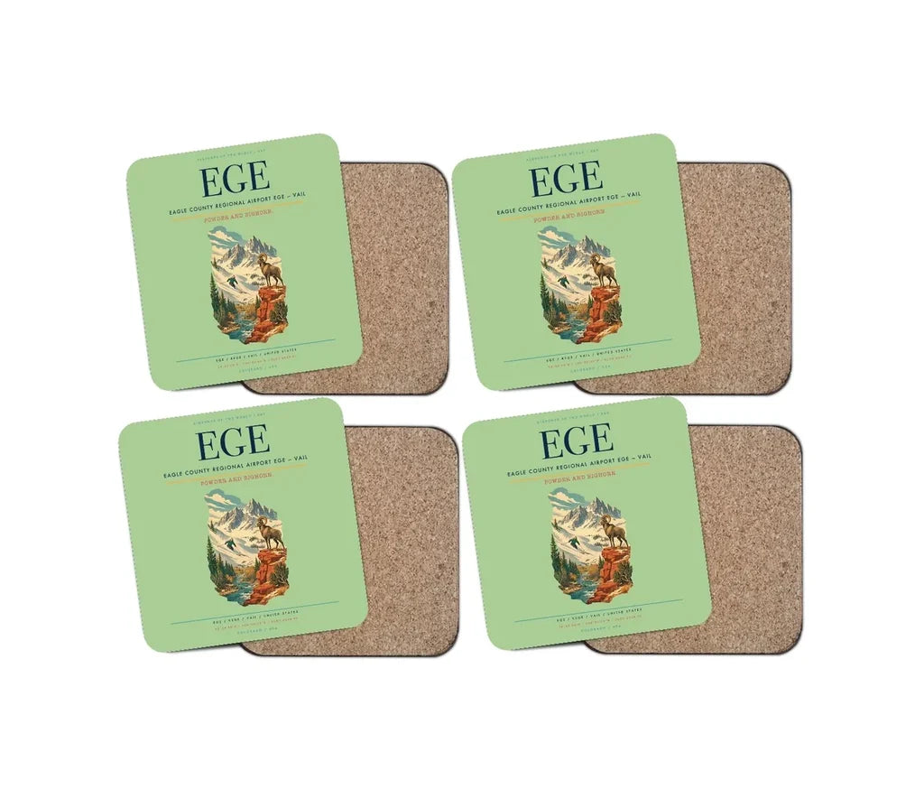 Eagle County Regional Airport (EGE) design on light green 4 pieces set coaster