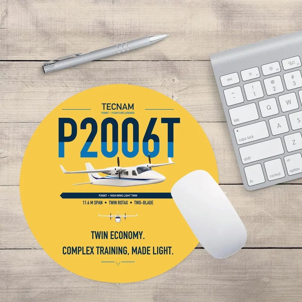 Tecnam P2006T design on yellow round mouse pad