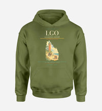 Thumbnail for Langeoog Airport (LGO) design on green army hoodie single-side print