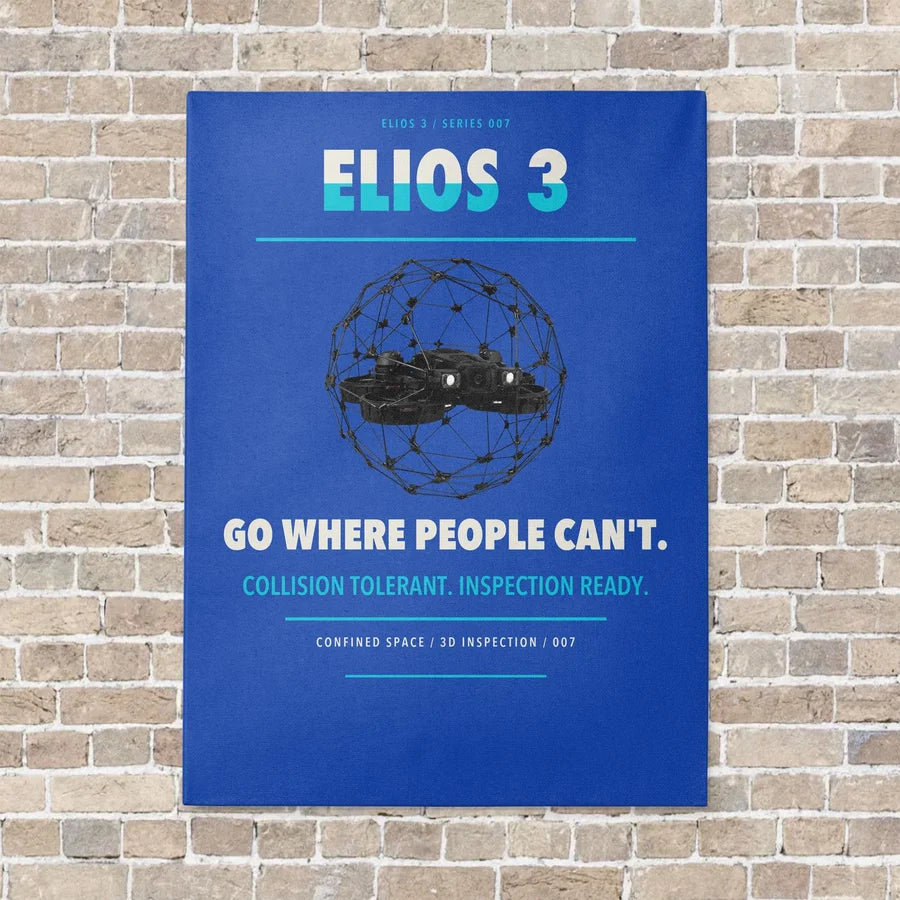 Flyability Elios 3 vertical canvas print - no frame - blue background