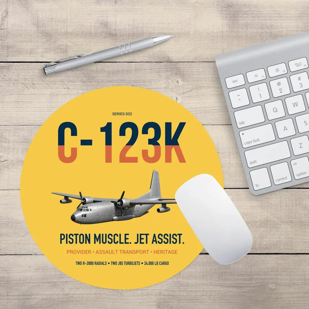 C-123K Provider design on yellow round mouse pad