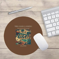 Thumbnail for VINTAGE G4331 - The Oasis Landing - Designed Mouse Pads design on brown round