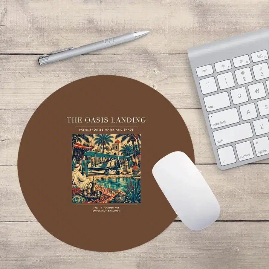 VINTAGE G4331 - The Oasis Landing - Designed Mouse Pads design on brown round