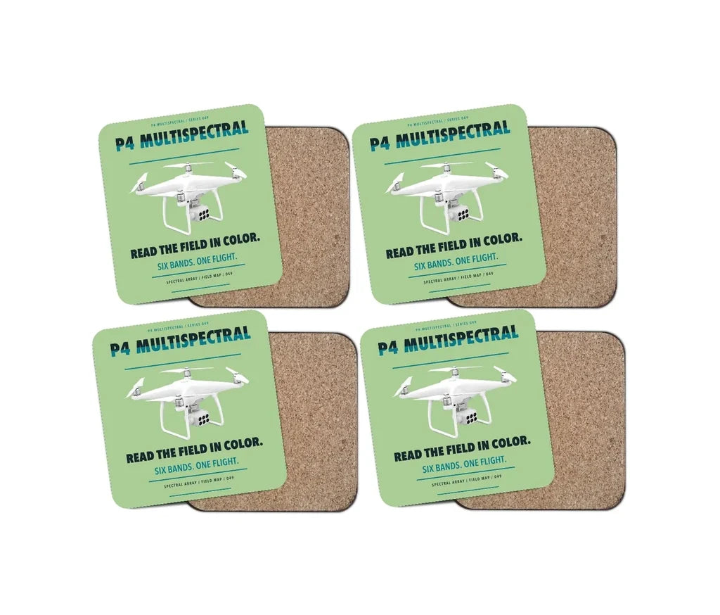 DJI P4 Multispectral design on light green 4 pieces set coaster