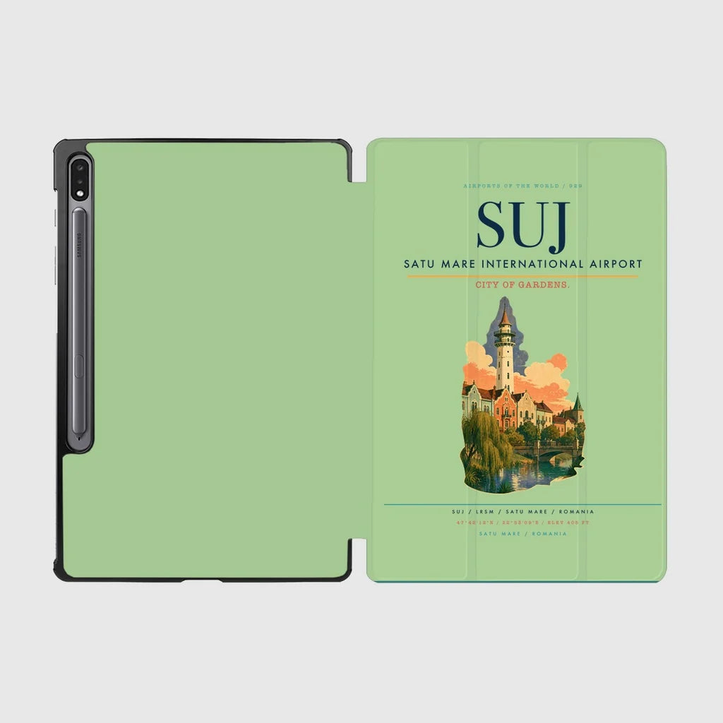 Satu Mare International Airport (SUJ) design on light green samsung tablet tablet case