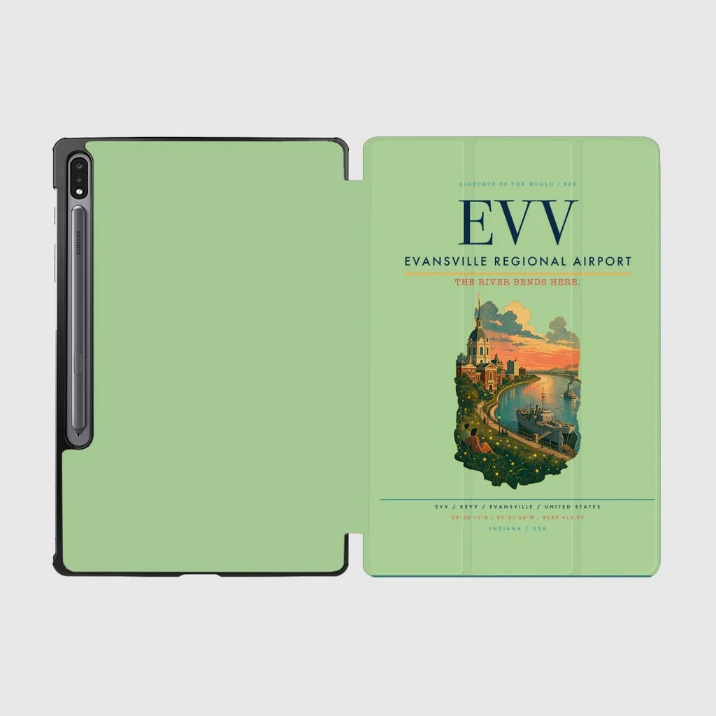 Evansville Regional Airport (EVV) design on light green samsung tablet tablet case