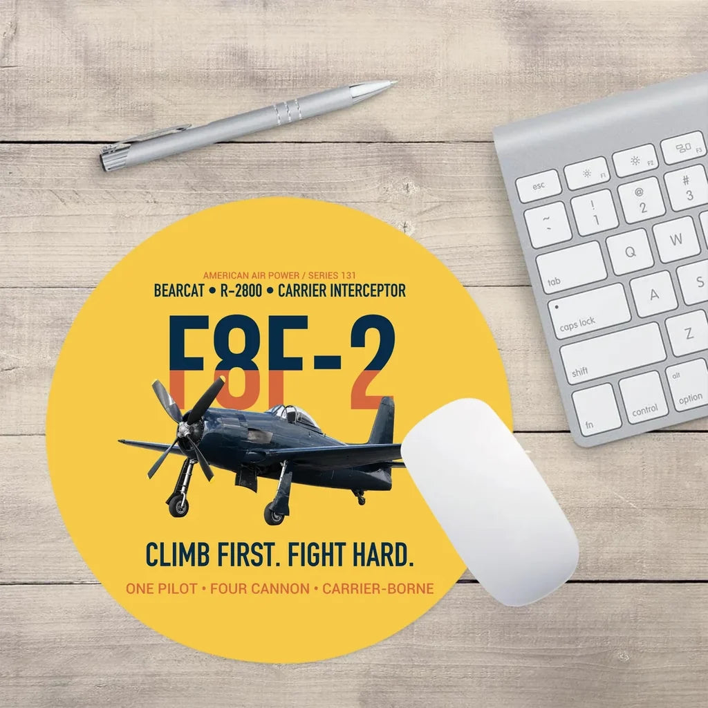 F8F-2 Bearcat Climb First Fight Hard design on yellow round mouse pad