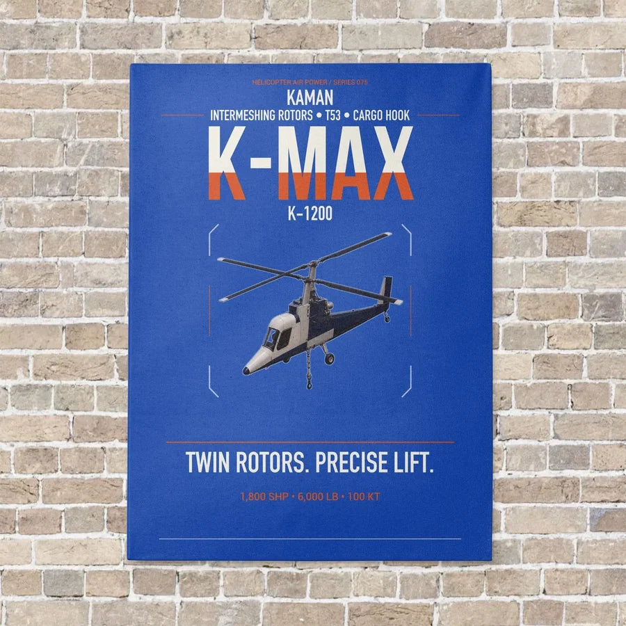 Kaman K-1200 K-MAX vertical canvas print - no frame - blue background