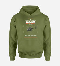 Thumbnail for MD AH-6M Little Bird design on green army double-side hoodie, single-side print