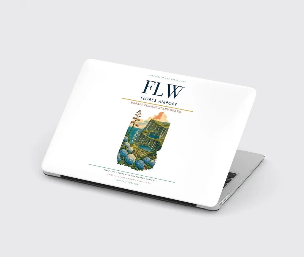 Flores Airport (FLW) design on white MacBook case