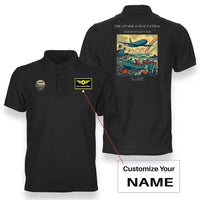 Thumbnail for VINTAGE G4367 - The Storm Surge Patrol - Double-Side Polo T-Shirt design on black+name
