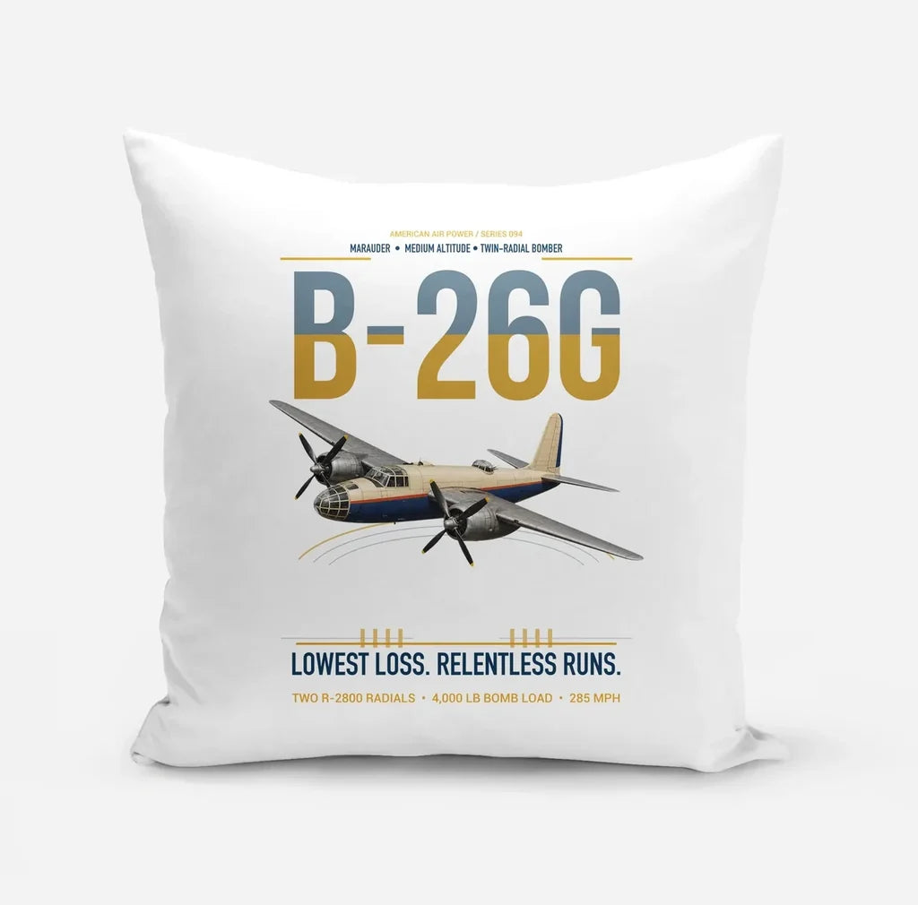 B-26G Marauder design on white pillow