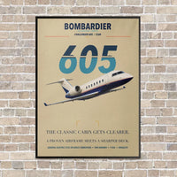 Thumbnail for Bombardier Challenger 605 vertical canvas print - framed - beige background