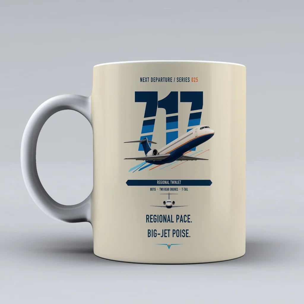 Boeing 717-200 double-side print on beige ceramic mug