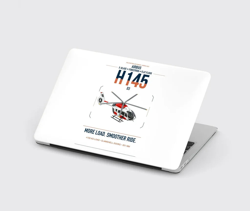 Airbus H145 D3 design on white MacBook case