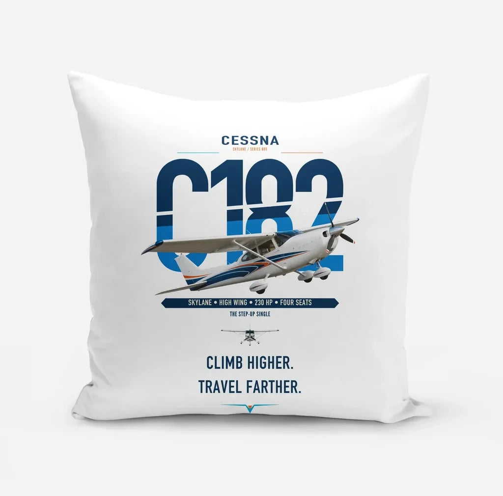 Cessna 182 Skylane design on white pillow