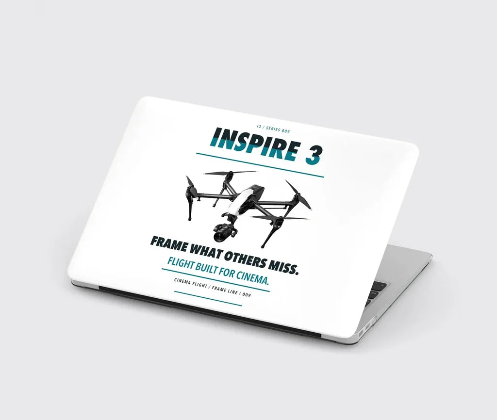 DJI Inspire 3 design on white MacBook case