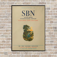 Thumbnail for South Bend International Airport SBN vertical canvas print - framed - beige background